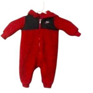 Nike Infant Fleece Bunting One Piece Suit Red Zipper 6 Months